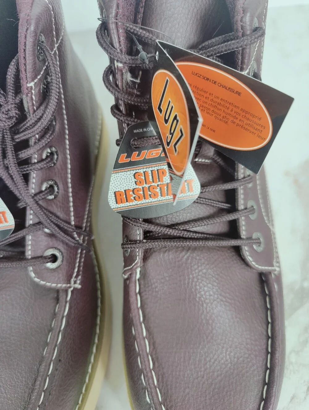 NWT Lugz Cypress Men's Brown Ox Blood Lace-Up Slip Resistant Work Boots, 11